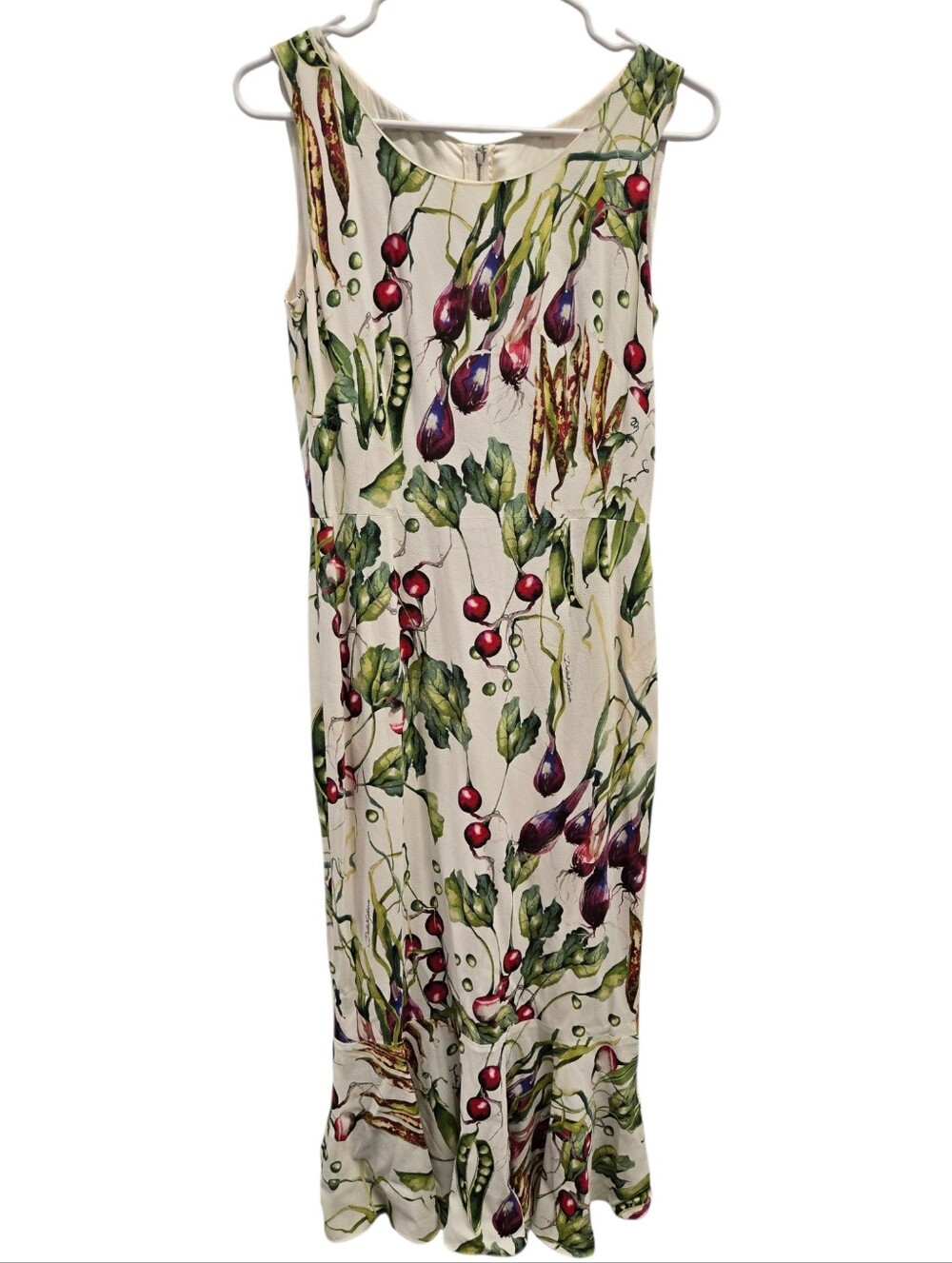 Dolce & Gabbana 2018 Vegetable Print Midi Dress Rare SZ 42 With Flaw